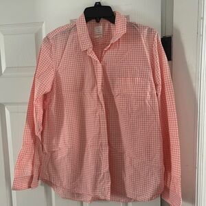GAP Coral Gingham Fitted Boyfriend Shirt
